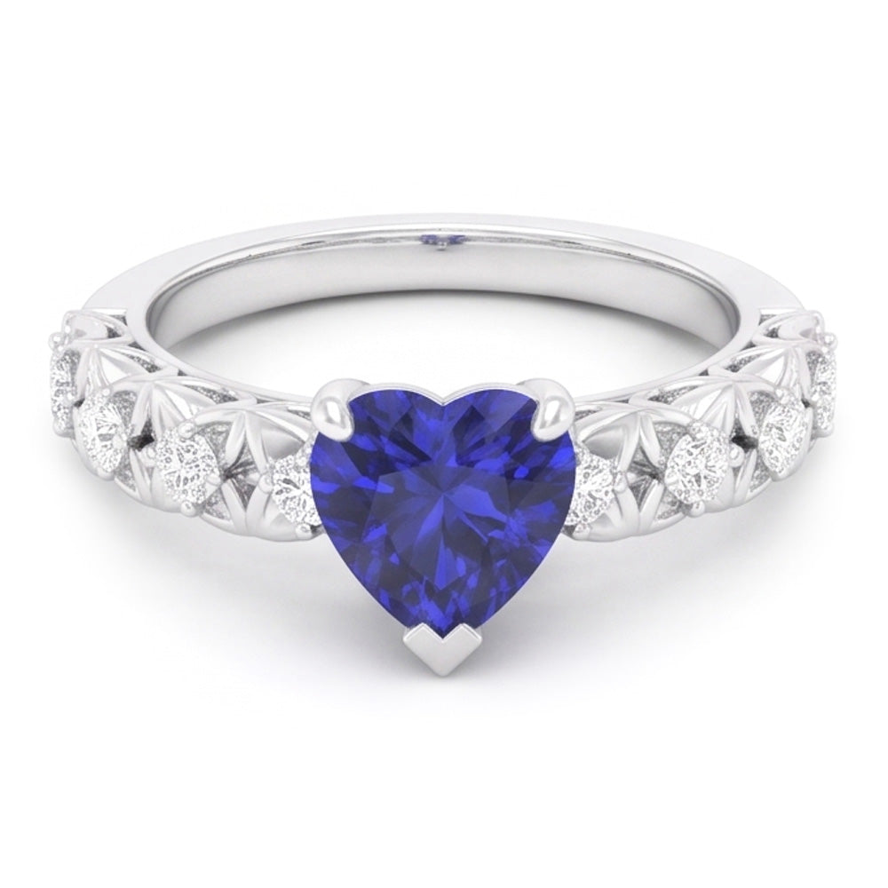 Natural Sapphire Ring 2ct - White Gold 14K