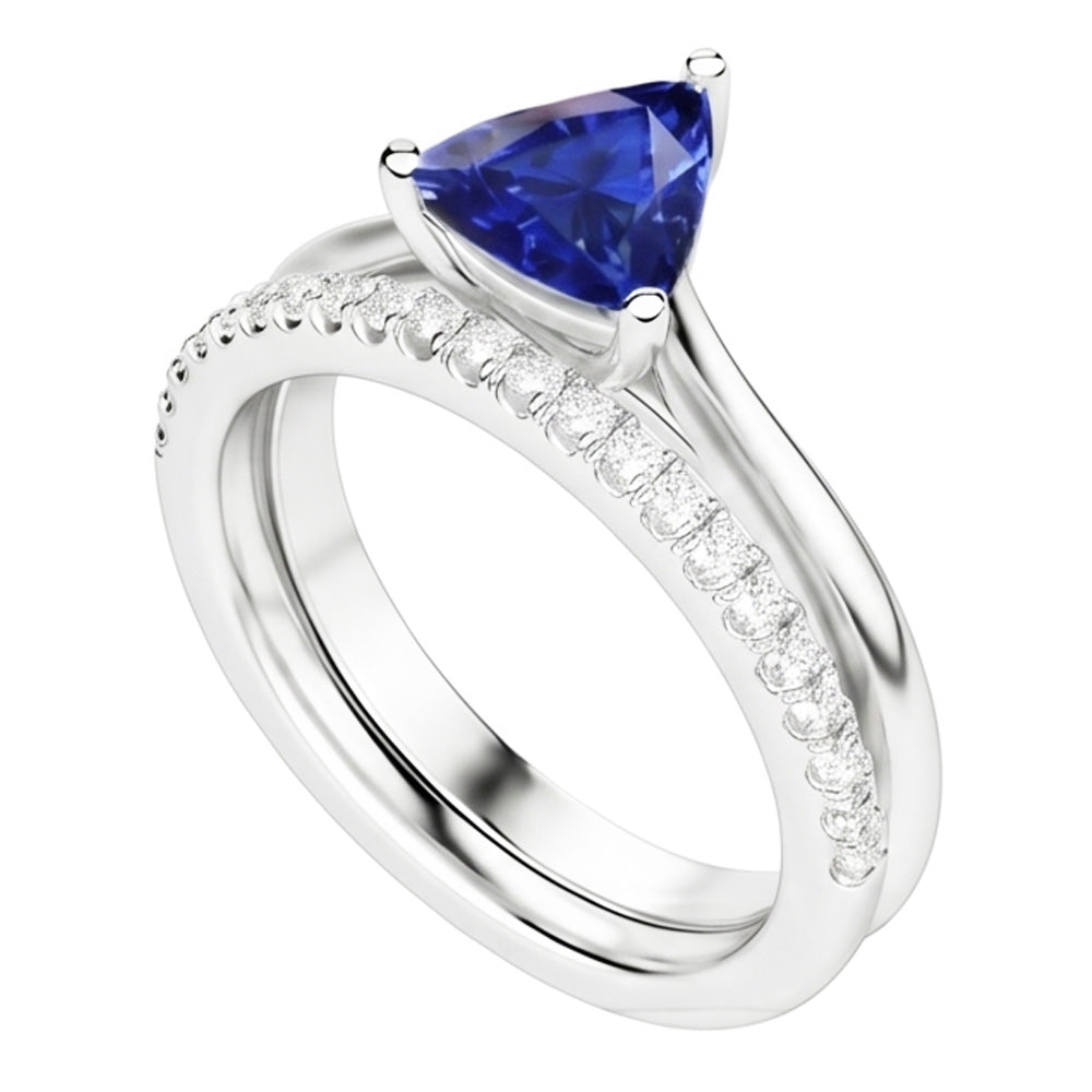 Natural Sapphire Ring 2ct - White Gold 14K
