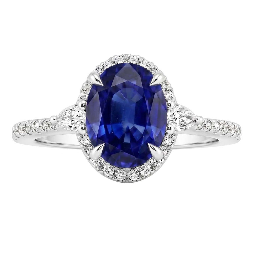 Natural Sapphire Ring 2ct - White Gold 14K