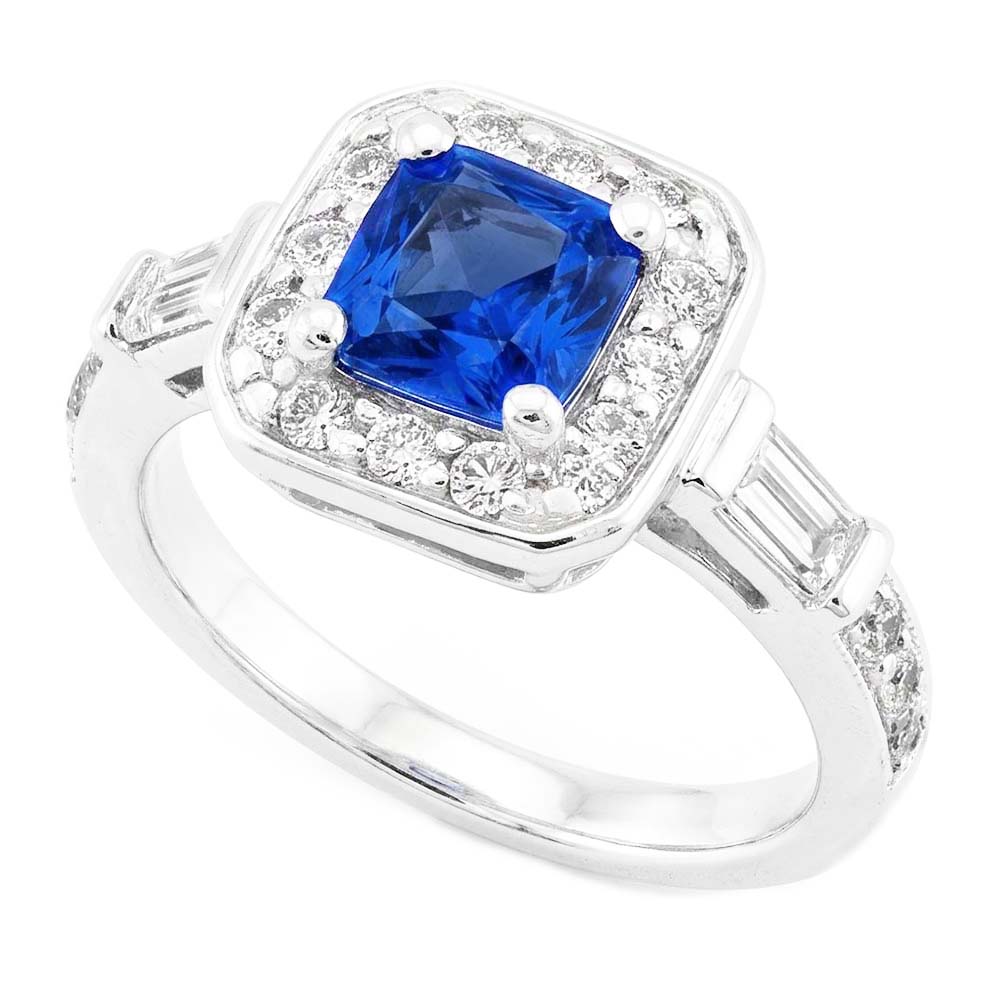Natural Sapphire Ring 2ct - White Gold 14K