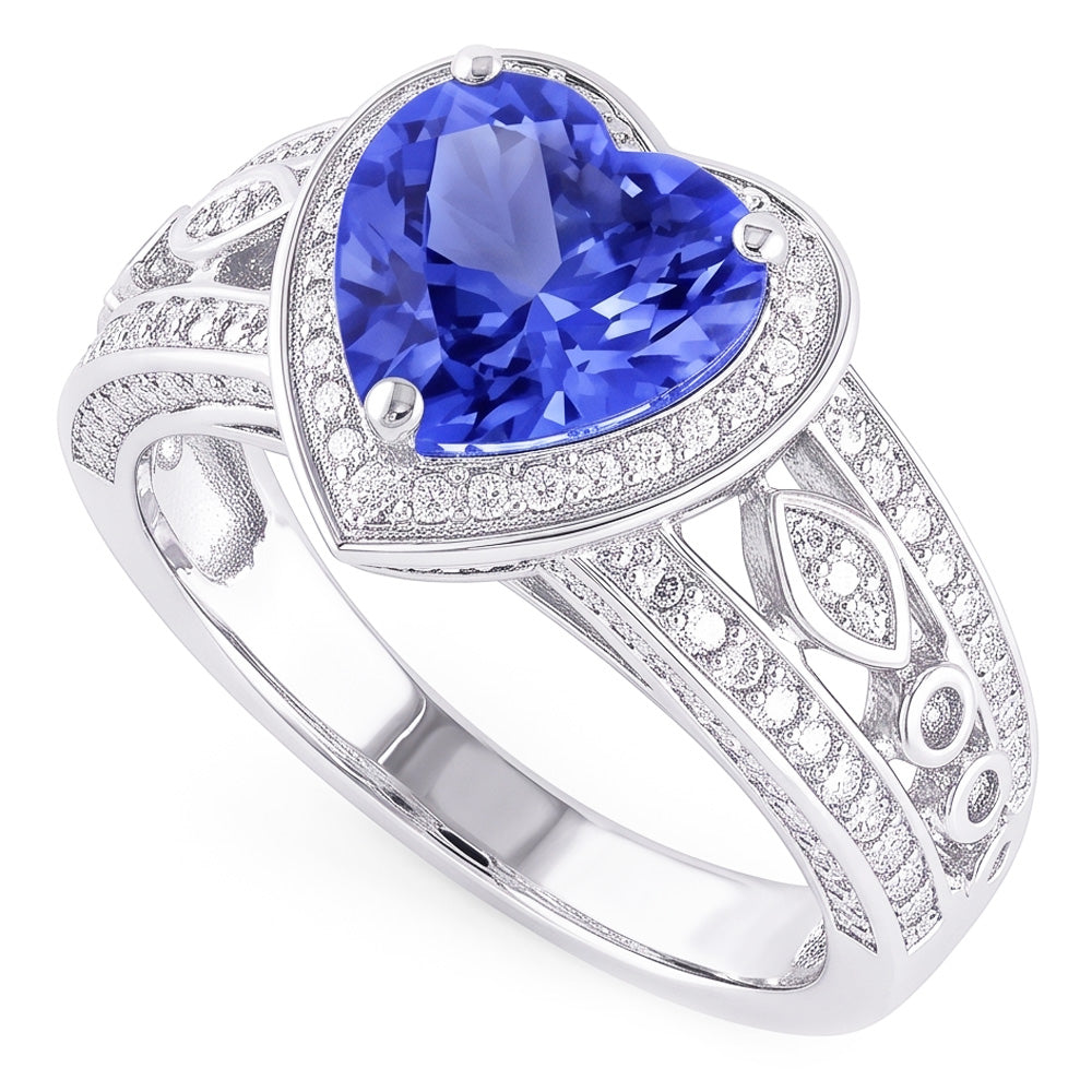 Natural Sapphire Ring 2ct - White Gold 14K