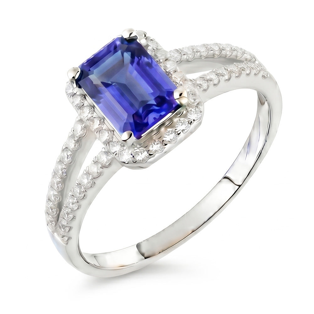 Natural Sapphire Ring 2ct - White Gold 14K
