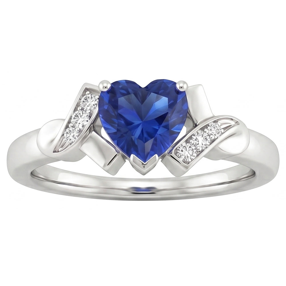 Natural Sapphire Ring 2ct - White Gold 14K