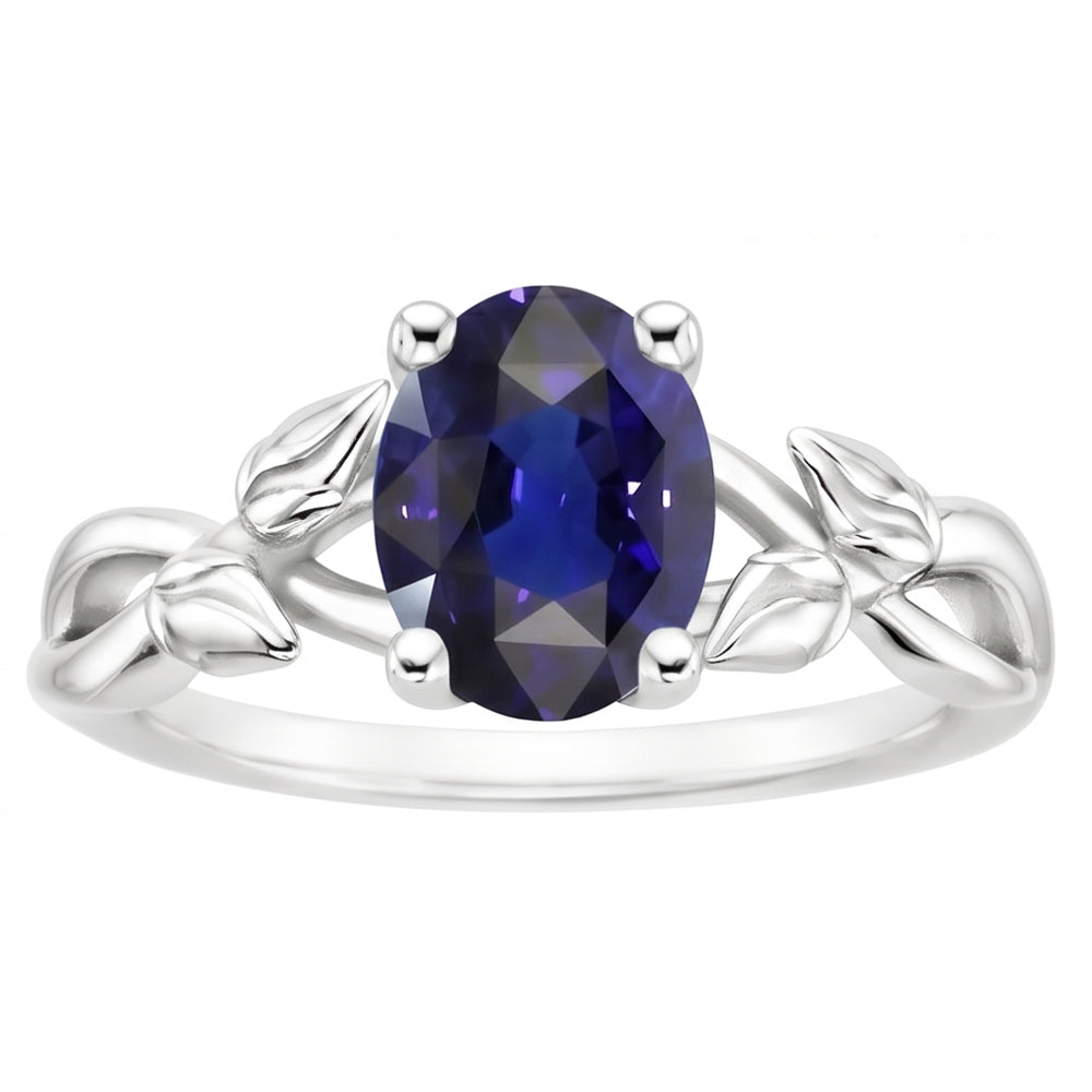 Natural Sapphire Ring 2ct - White Gold 14K