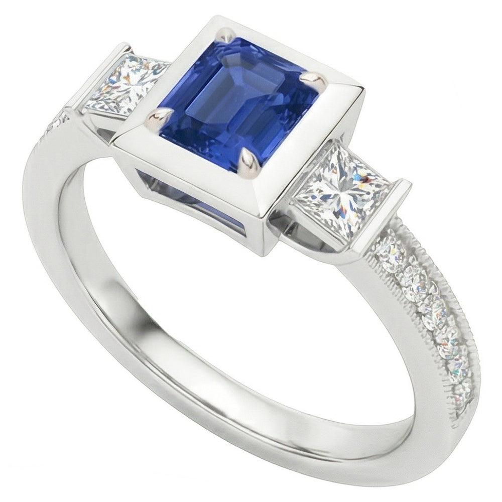 Natural Sapphire Ring 2ct - White Gold 14K