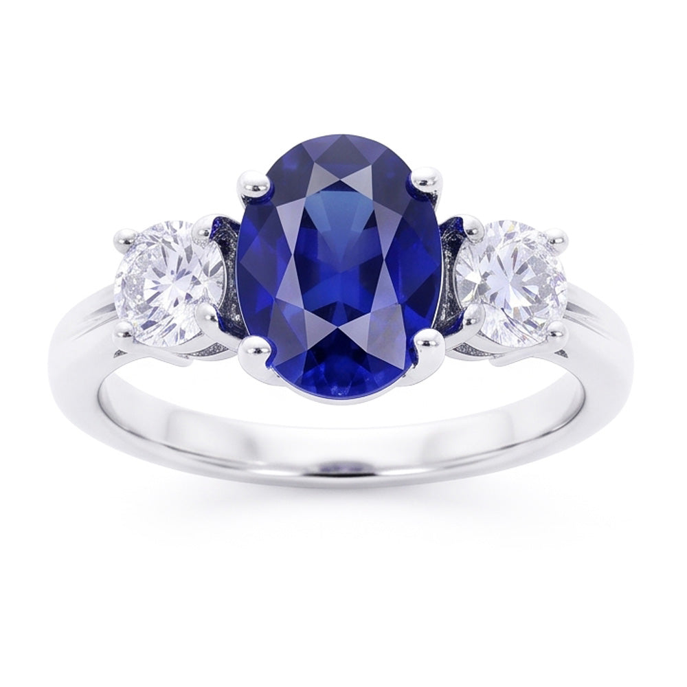 Natural Sapphire Ring 2ct - White Gold 14K