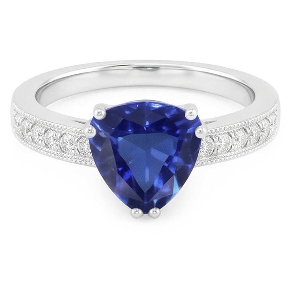 Natural Sapphire Ring 2ct - White Gold 14K