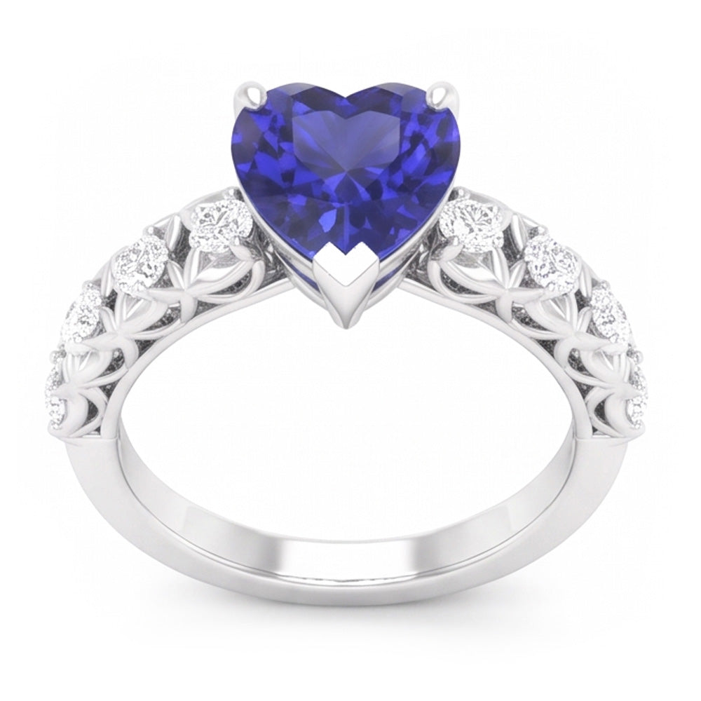 Natural Sapphire Ring 2ct - White Gold 14K