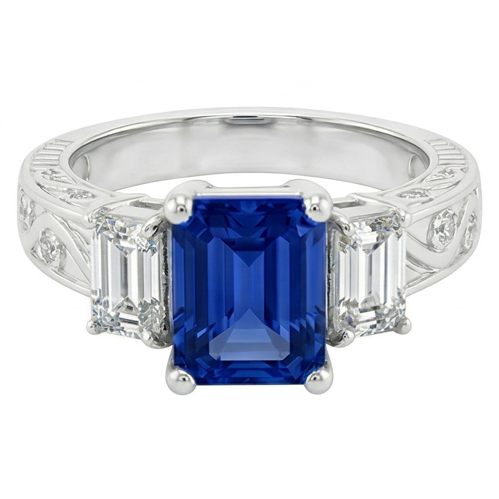 Natural Sapphire Ring 2ct - White Gold 14K