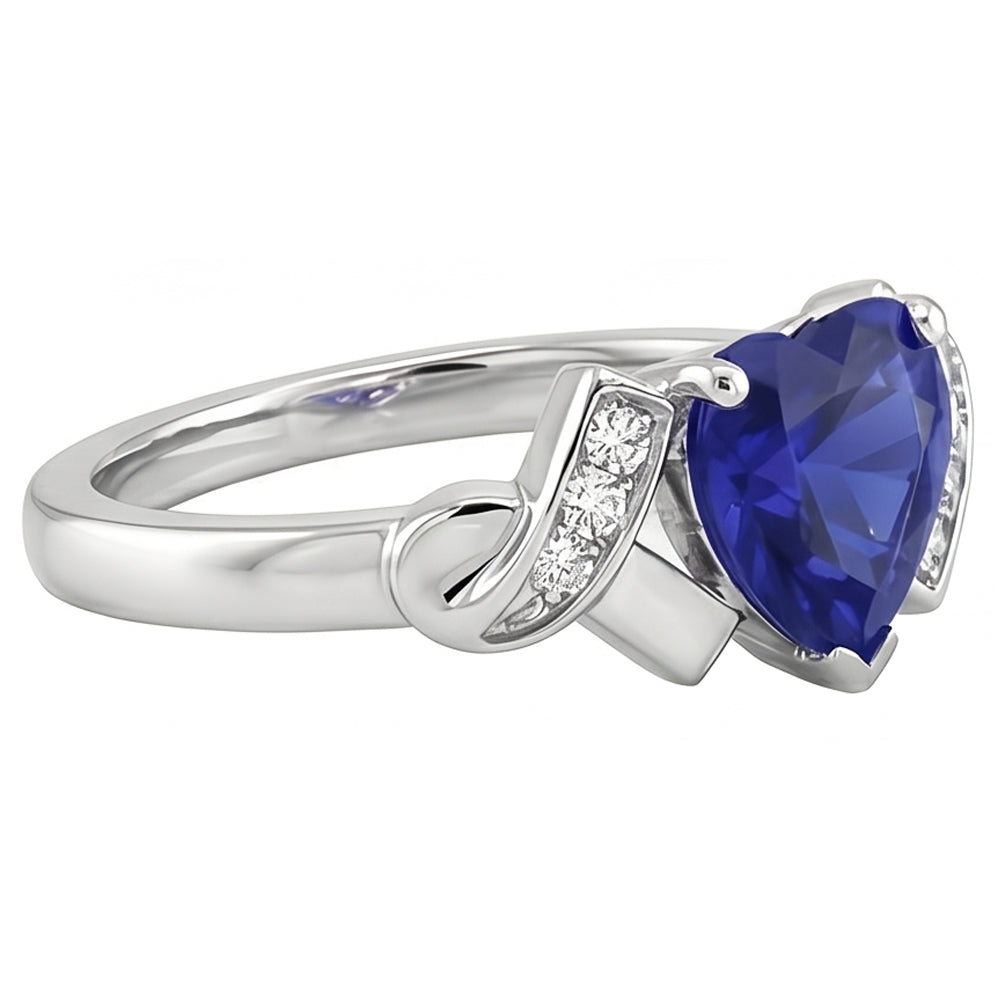 Natural Sapphire Ring 2ct - White Gold 14K