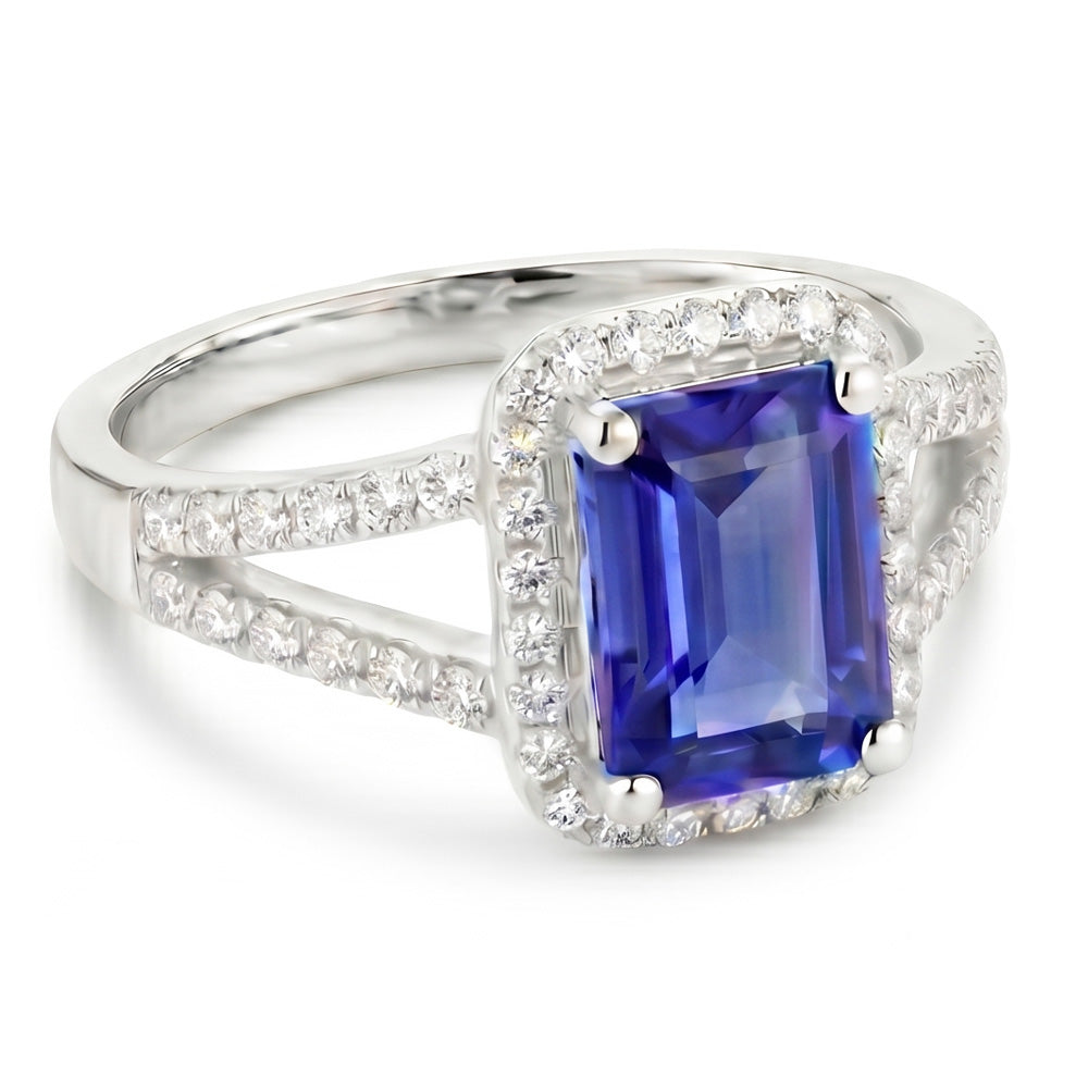 Natural Sapphire Ring 2ct - White Gold 14K