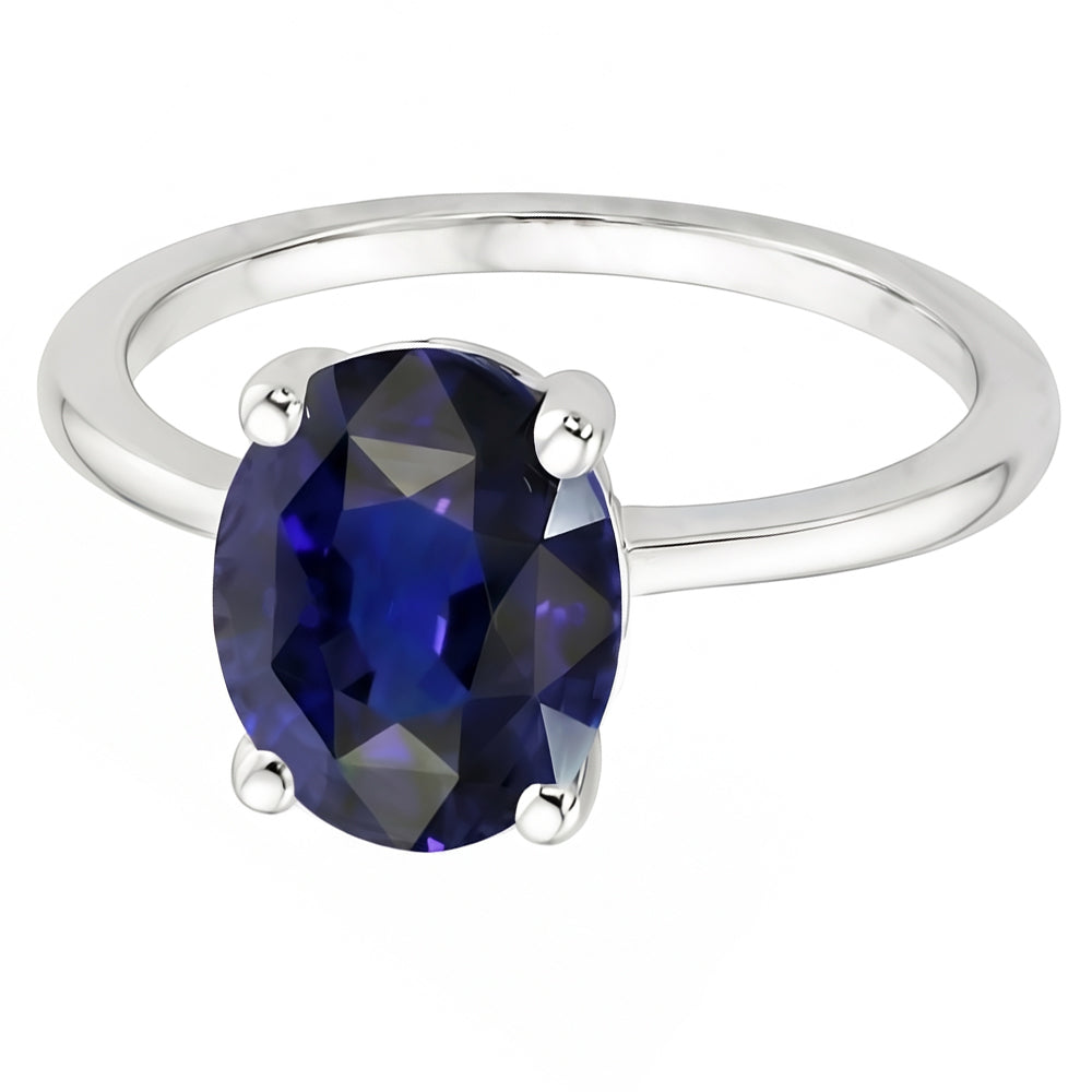Natural Sapphire Ring 2ct - White Gold 14K
