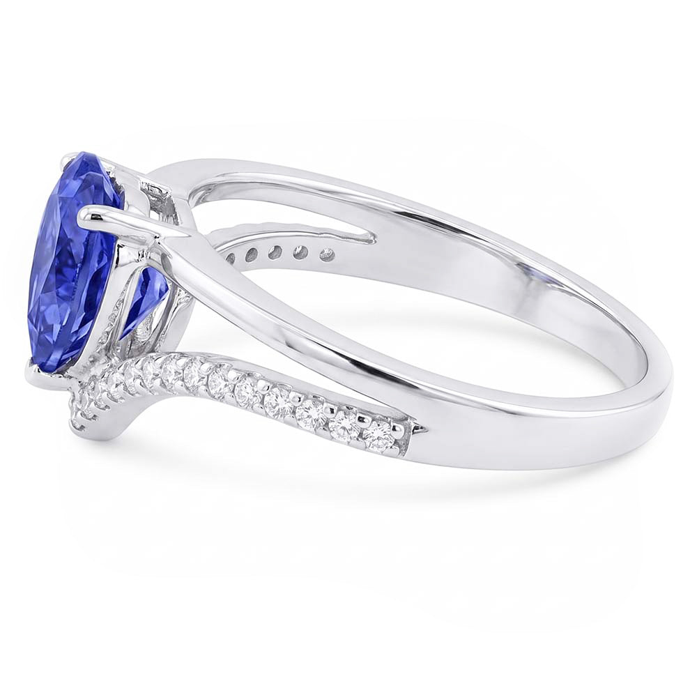 Natural Sapphire Ring 2ct - White Gold 14K