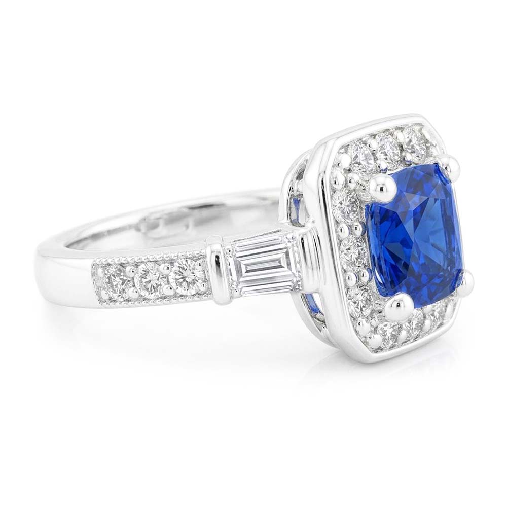 Natural Sapphire Ring 2ct - White Gold 14K