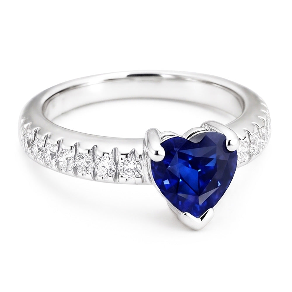 Natural Sapphire Ring 2ct - White Gold 14K