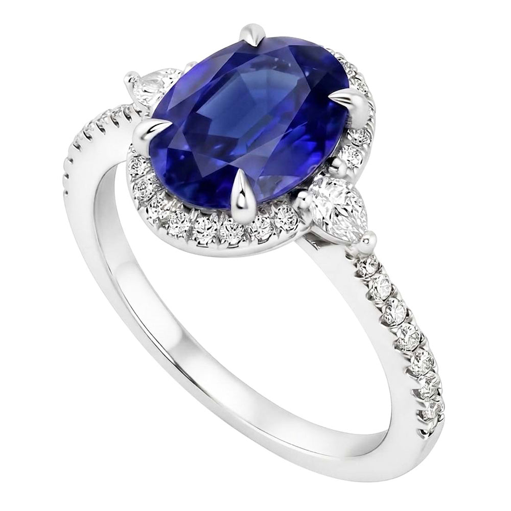 Natural Sapphire Ring 2ct - White Gold 14K