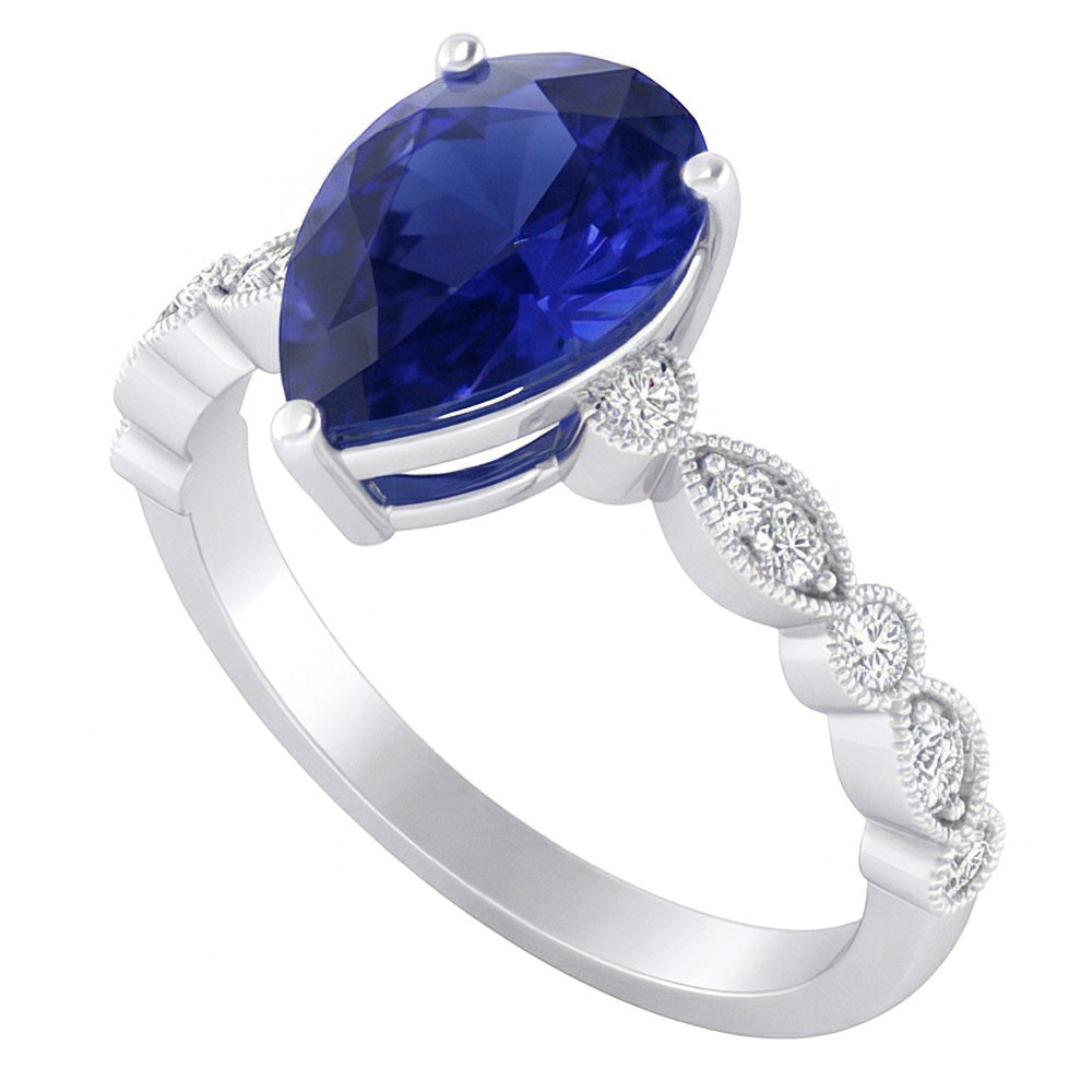 Natural Sapphire Ring 2ct - White Gold 14K