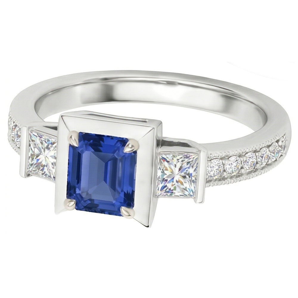 Natural Sapphire Ring 2ct - White Gold 14K