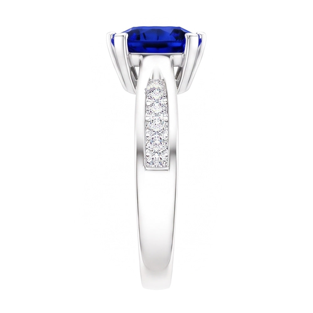 Natural Sapphire Ring 2ct - White Gold 14K