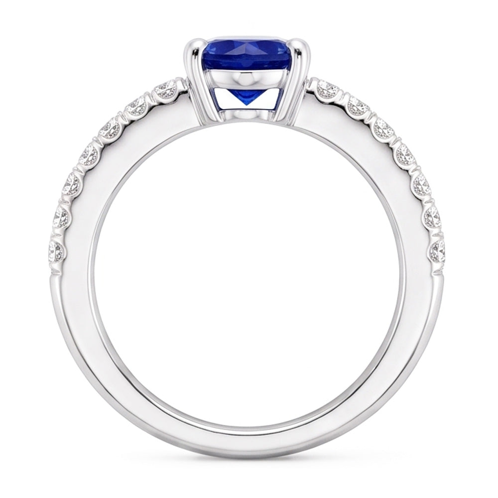 Natural Sapphire Ring 2ct - White Gold 14K