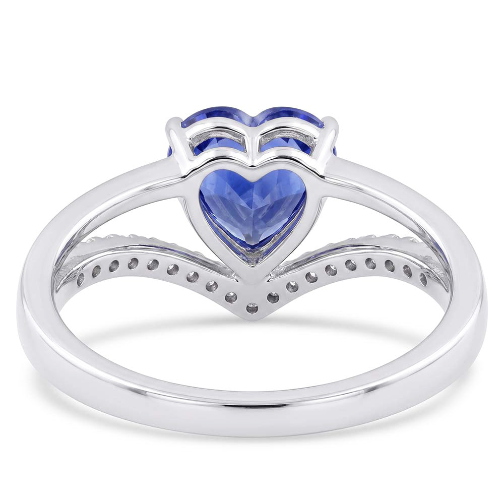 Natural Sapphire Ring 2ct - White Gold 14K