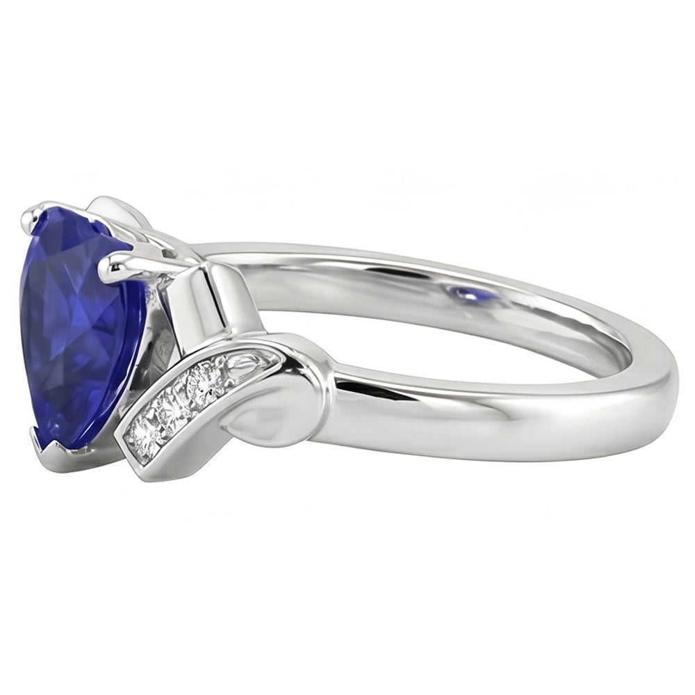 Natural Sapphire Ring 2ct - White Gold 14K