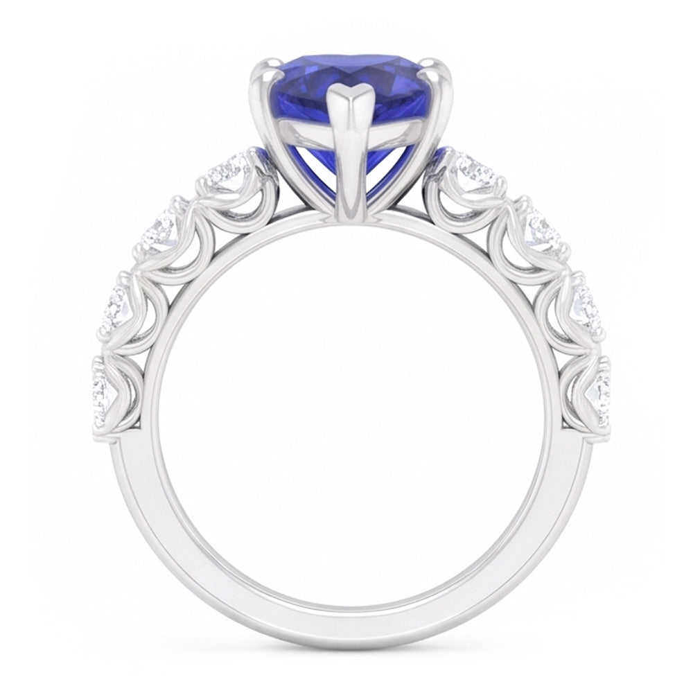 Natural Sapphire Ring 2ct - White Gold 14K