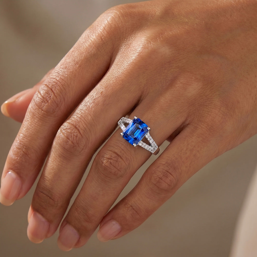 Natural Sapphire Ring 2ct - White Gold 14K