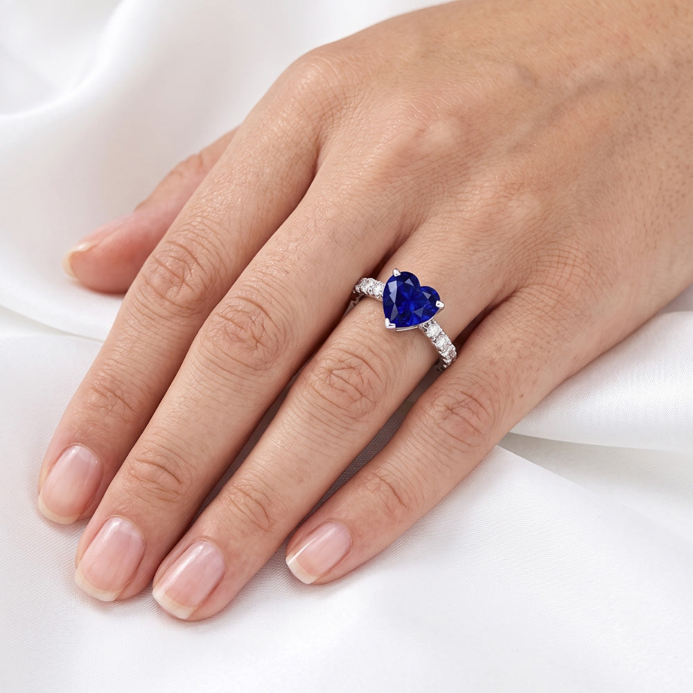 Natural Sapphire Ring 2ct - White Gold 14K