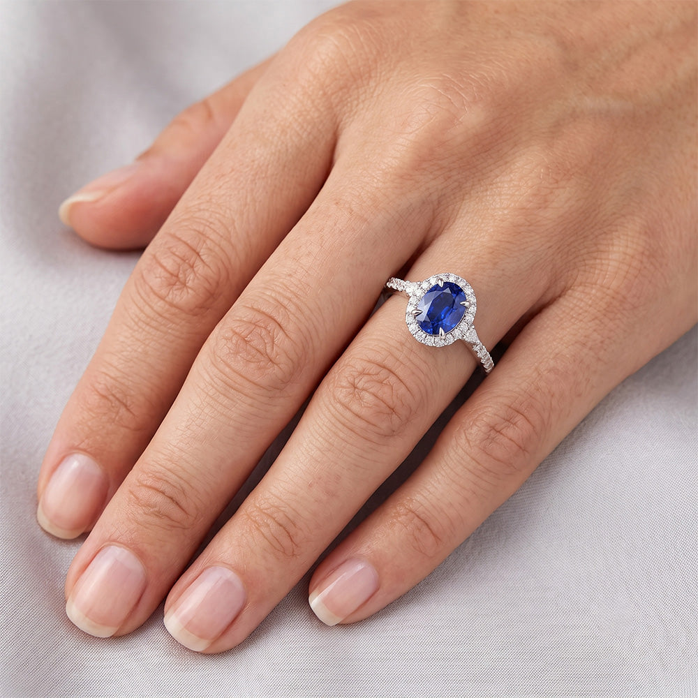 Natural Sapphire Ring 2ct - White Gold 14K
