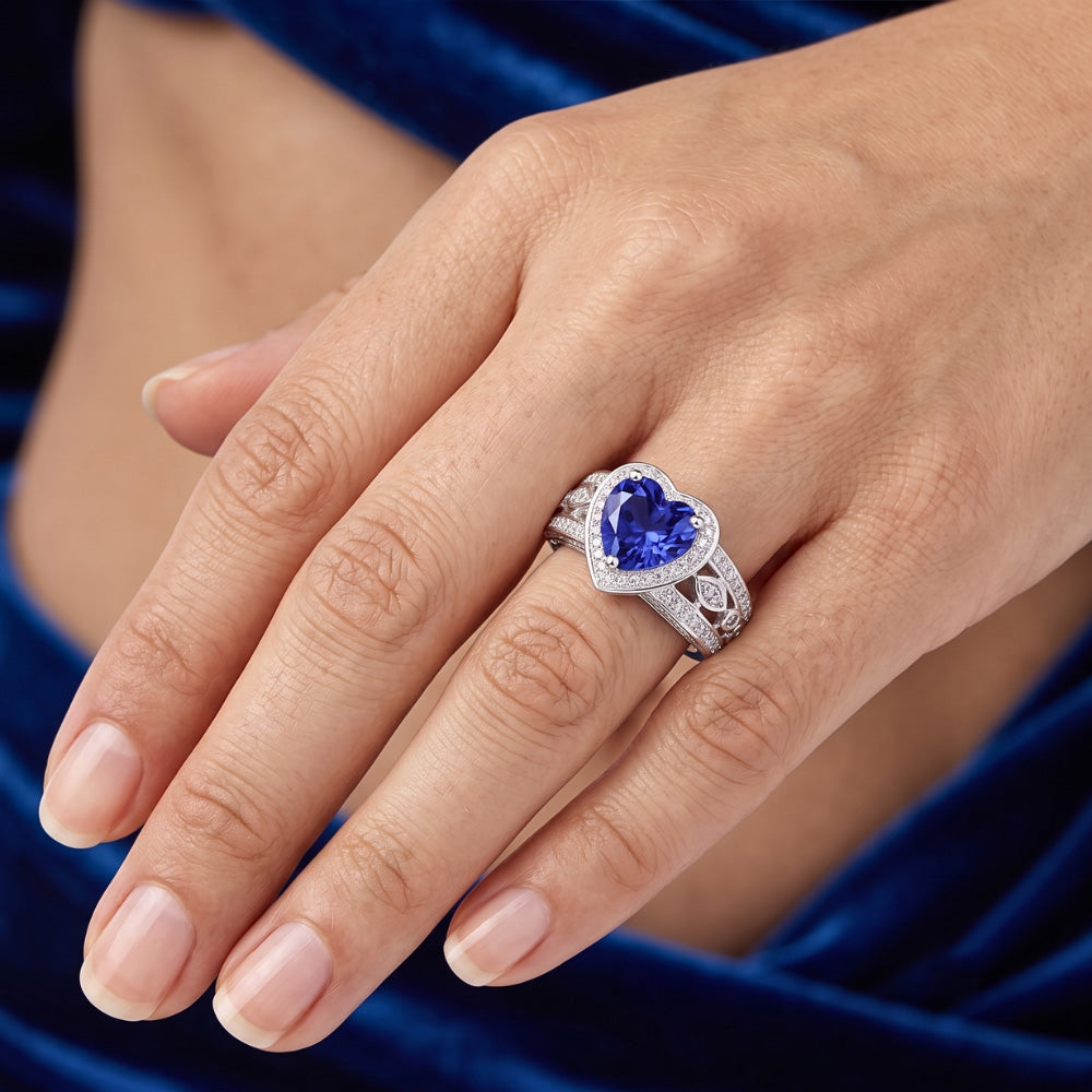 Natural Sapphire Ring 2ct - White Gold 14K