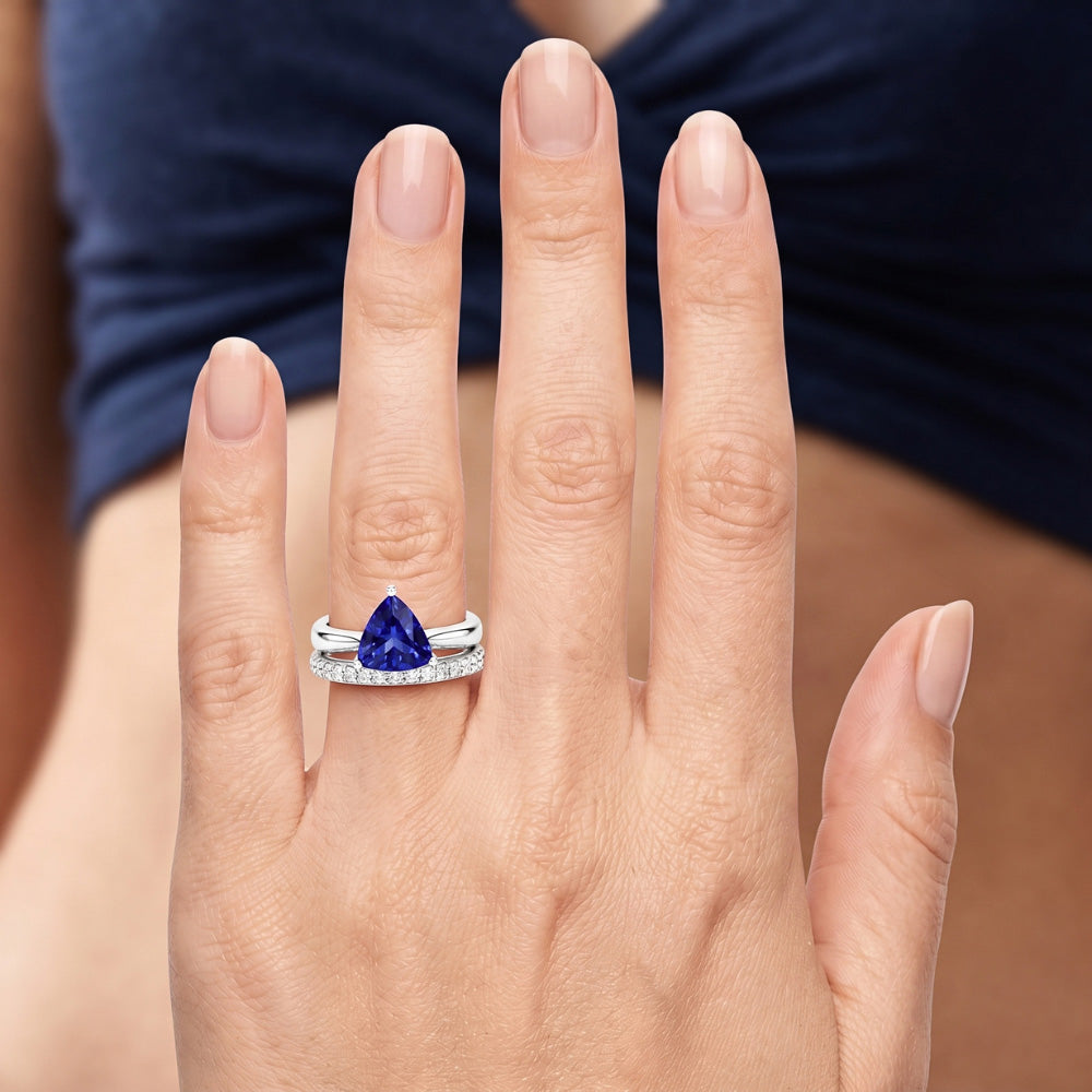 Natural Sapphire Ring 2ct - White Gold 14K
