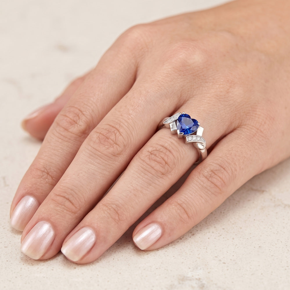 Natural Sapphire Ring 2ct - White Gold 14K