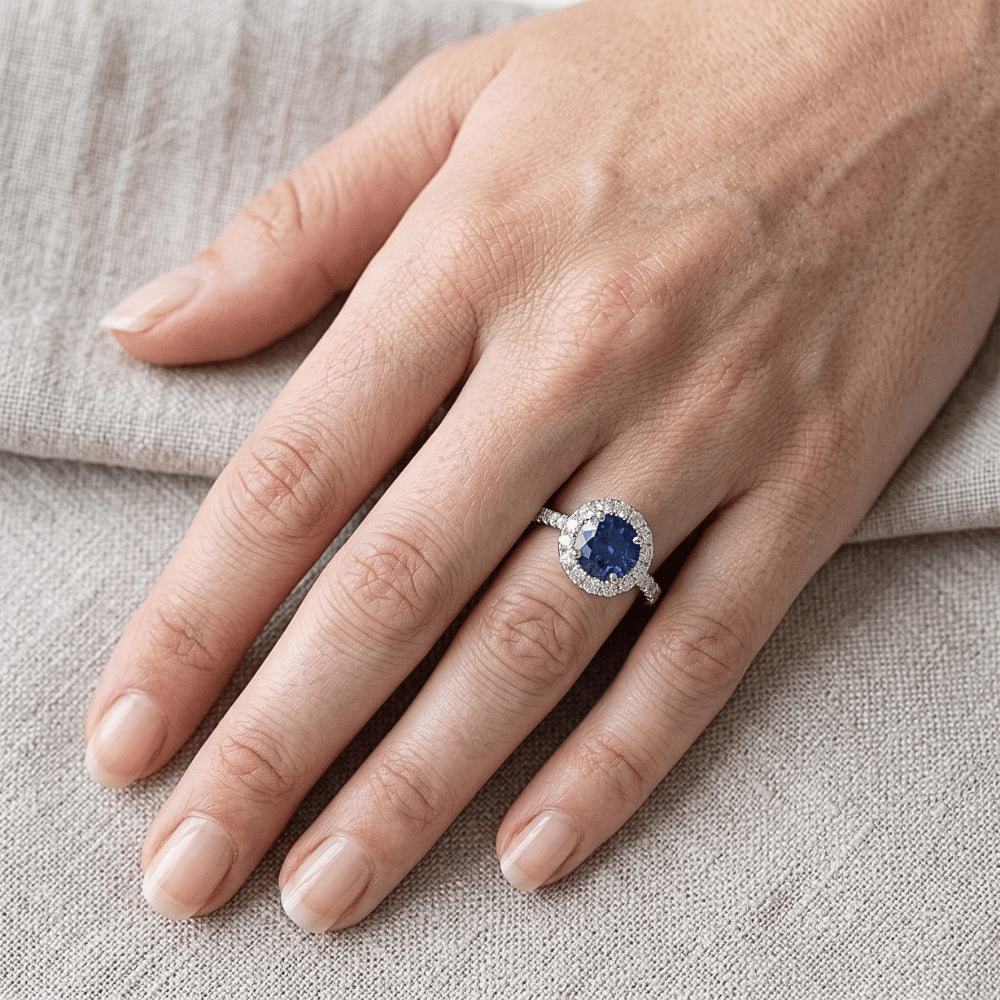 Natural Sapphire Ring 2ct - White Gold 14K