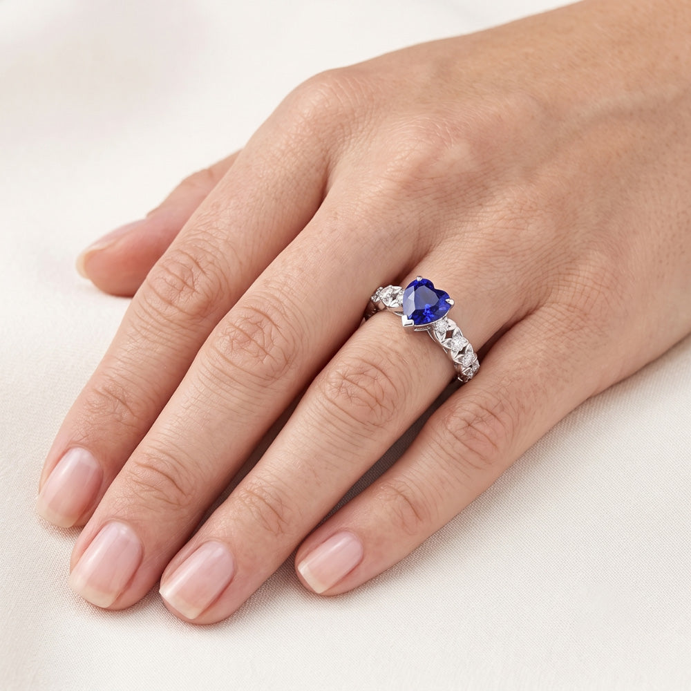 Natural Sapphire Ring 2ct - White Gold 14K