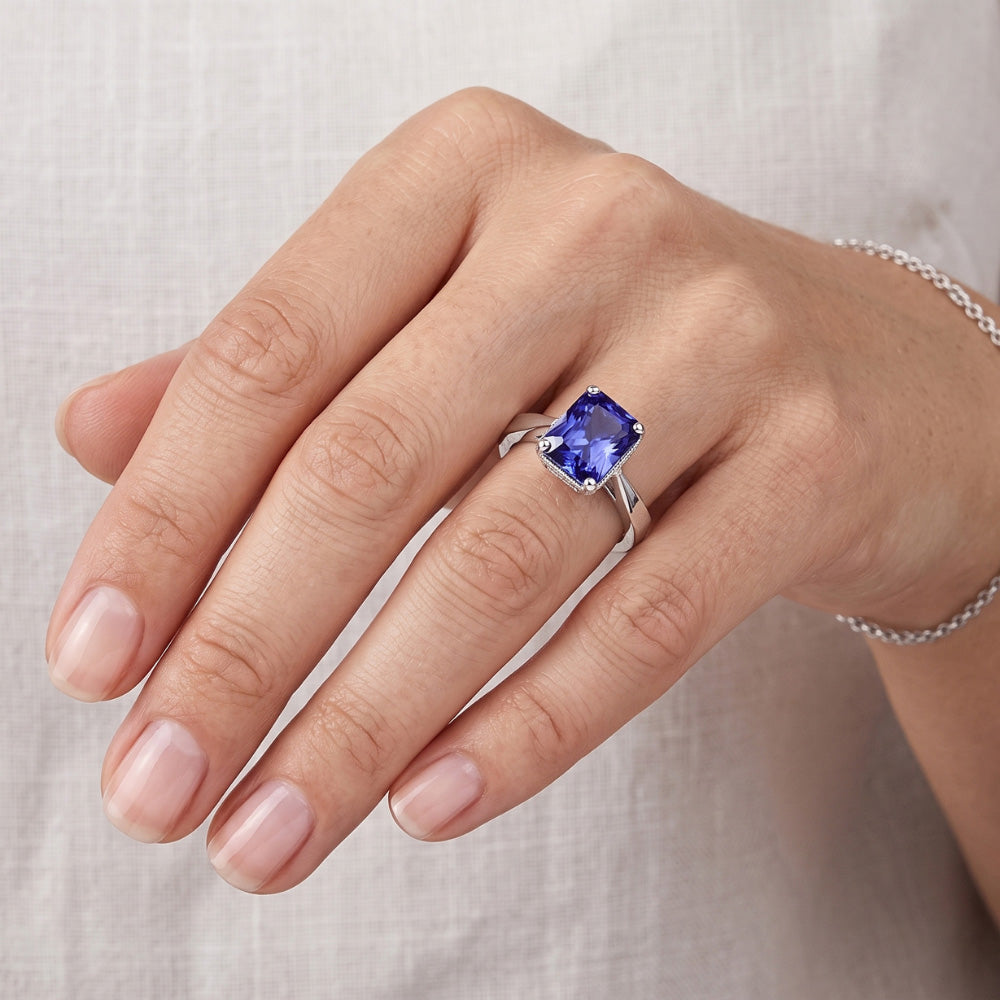Natural Sapphire Ring 2ct - White Gold 14K