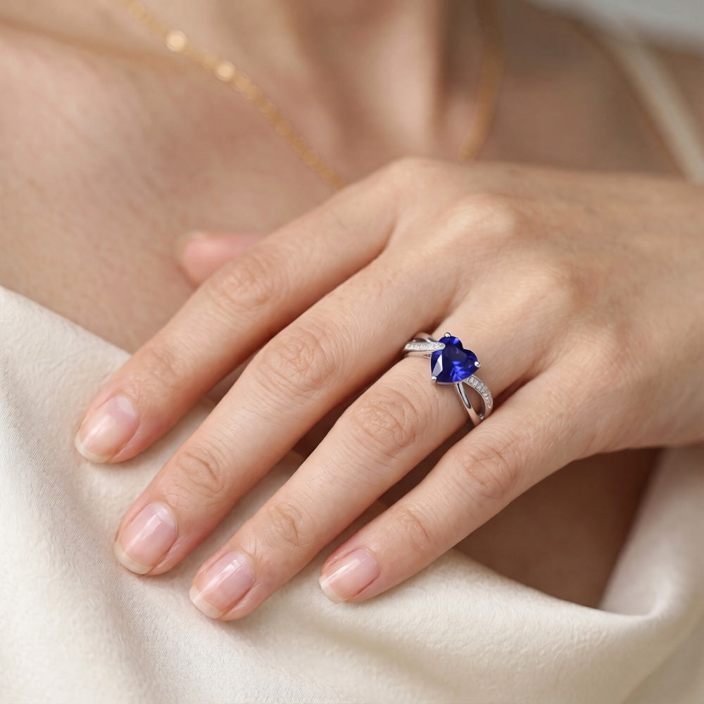 Natural Sapphire Ring 2ct - White Gold 14K
