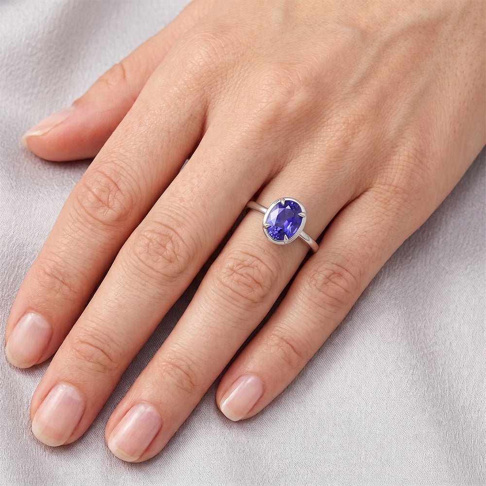 Natural Sapphire Ring 2ct - White Gold 14K