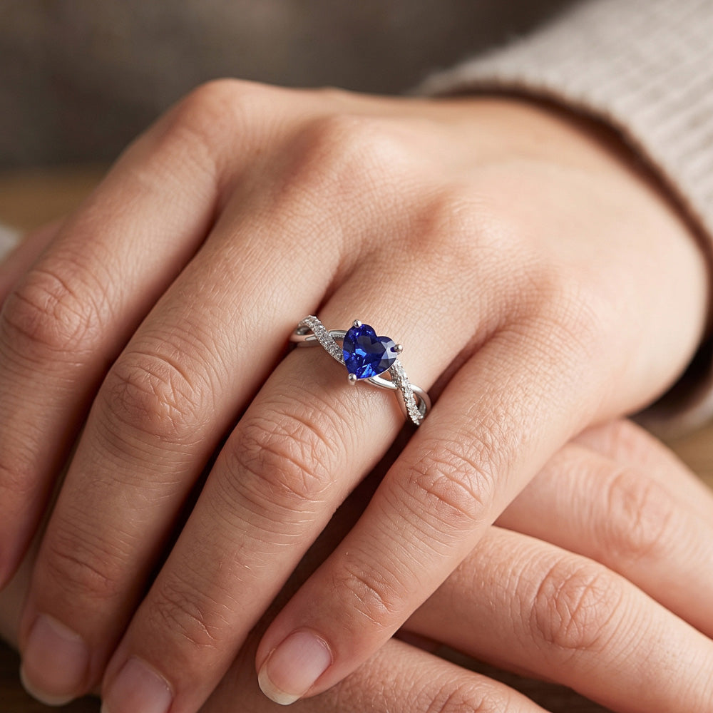 Natural Sapphire Ring 2ct - White Gold 14K