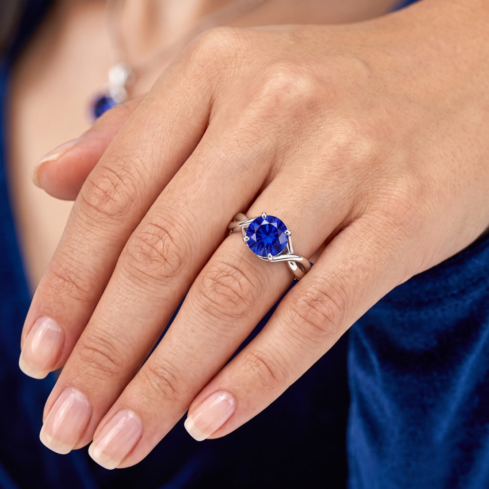 Natural Sapphire Ring 2ct - White Gold 14K