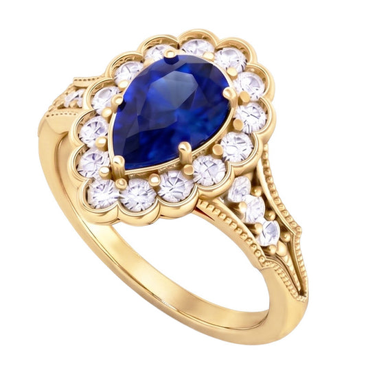 Natural Sapphire Ring 2ct - Yellow Gold 14K