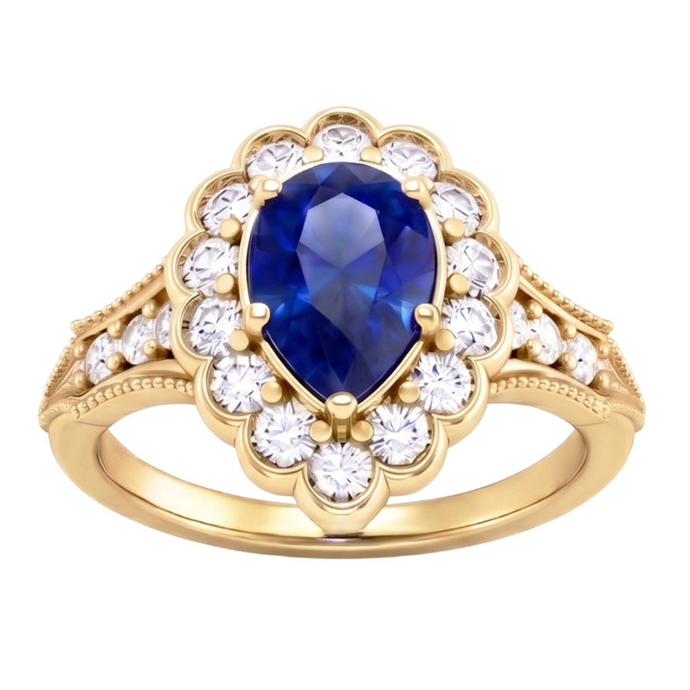 Natural Sapphire Ring 2ct - Yellow Gold 14K