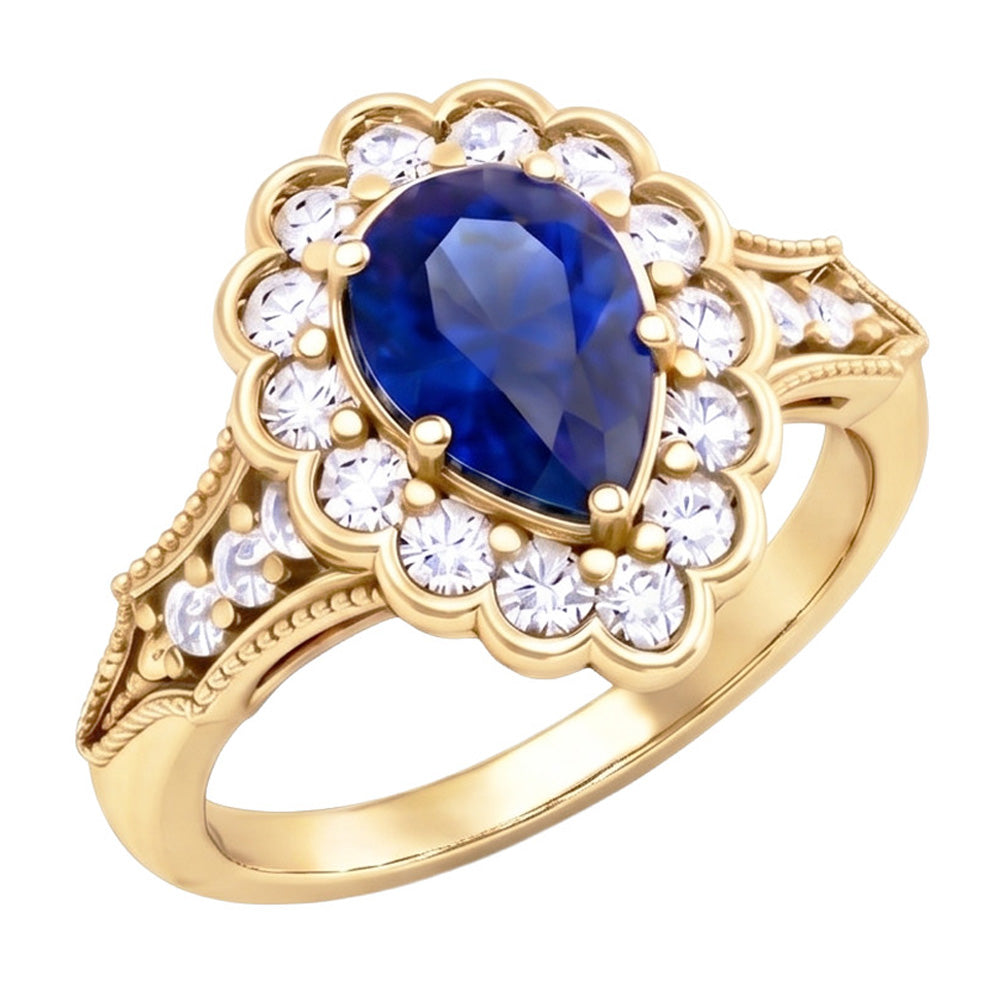 Natural Sapphire Ring 2ct - Yellow Gold 14K