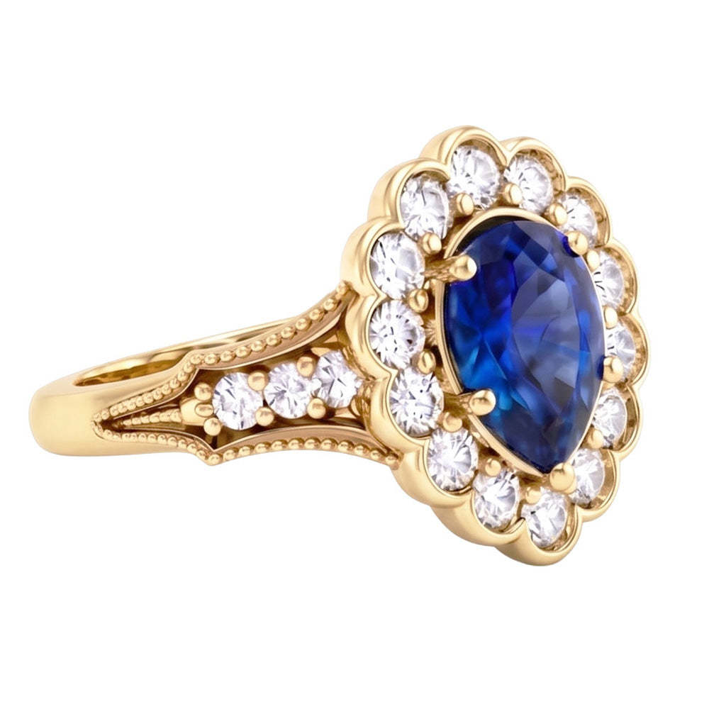 Natural Sapphire Ring 2ct - Yellow Gold 14K