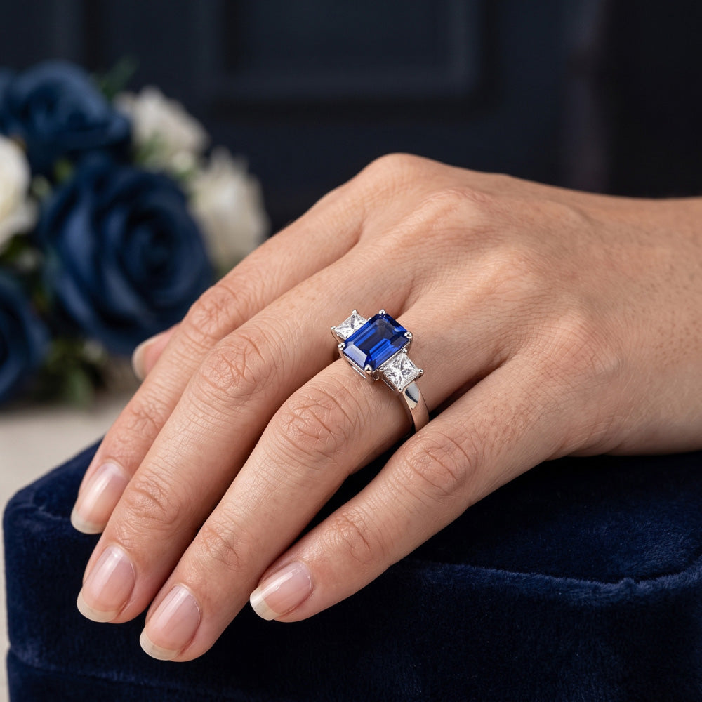 Natural Sapphire Ring 3.05ct - White Gold 14K