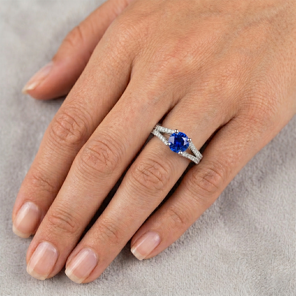Natural Sapphire Ring 3.20ct - White Gold 14K