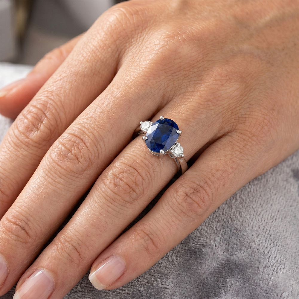 Natural Sapphire Ring 3.20ct - White Gold 14K