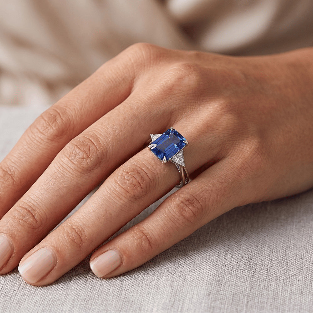 Natural Sapphire Ring 3.25ct - White Gold 14K