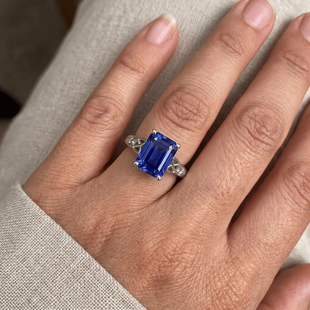 Natural Sapphire Ring 3.25ct - White Gold 14K