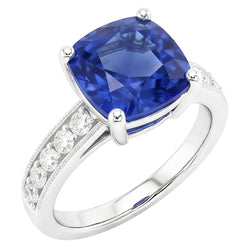 Natural Sapphire Ring 3.30ct - White Gold 14K